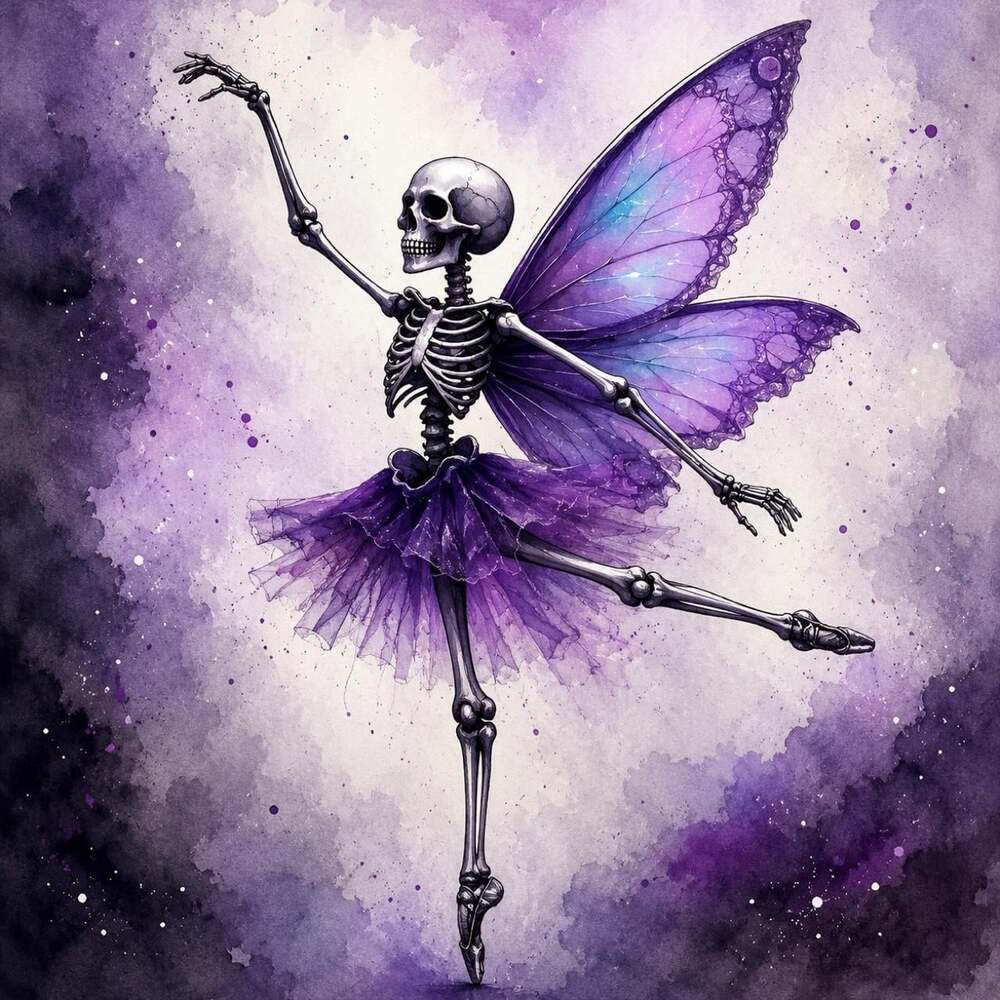 8 X 8 Black Framed Purple Skeleton Fe 9 D